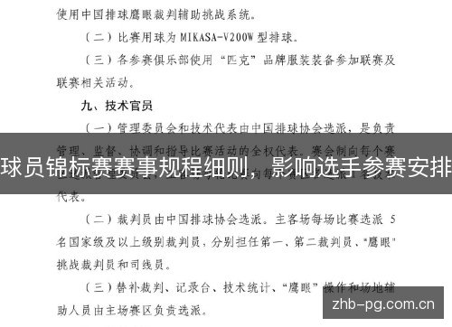 球员锦标赛赛事规程细则，影响选手参赛安排